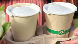 The beverage lid developed by Liplid that is fully recyclable and eliminates the need for plastic.