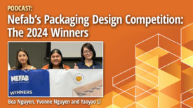 Nefab's Packaging Design Competition winners inset image with tech cubes shapes pattern design background.